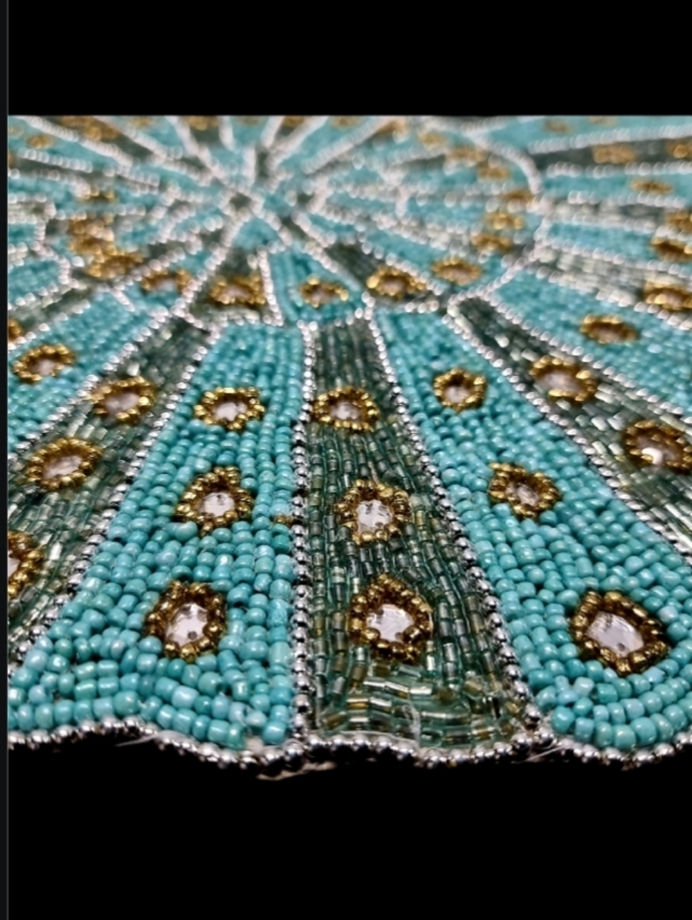 4pc Set Jeweled Coastal Beaded Placemats Chargers Nautilus Shell Gorgeous New - Picture 4 of 7